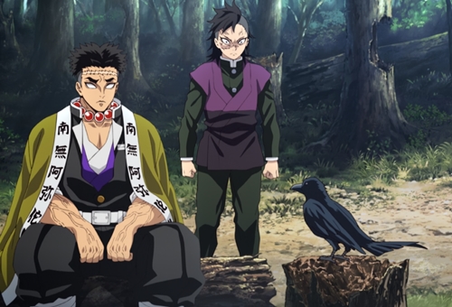 悲鳴嶼行冥と玄弥と鎹鴉