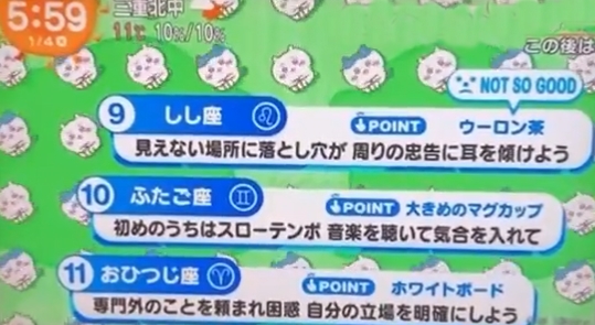 ちいかわ占い9位から11位